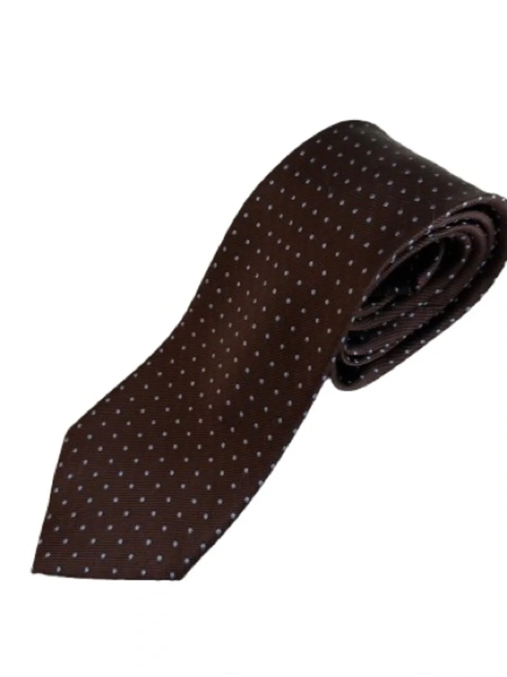 Merona Brown with Blue Microdot Design Silk Men's Tie for Office/Dress Occasion